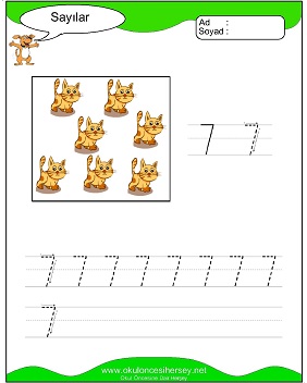 okul öncesi 1 sayısı çizgi çalışması